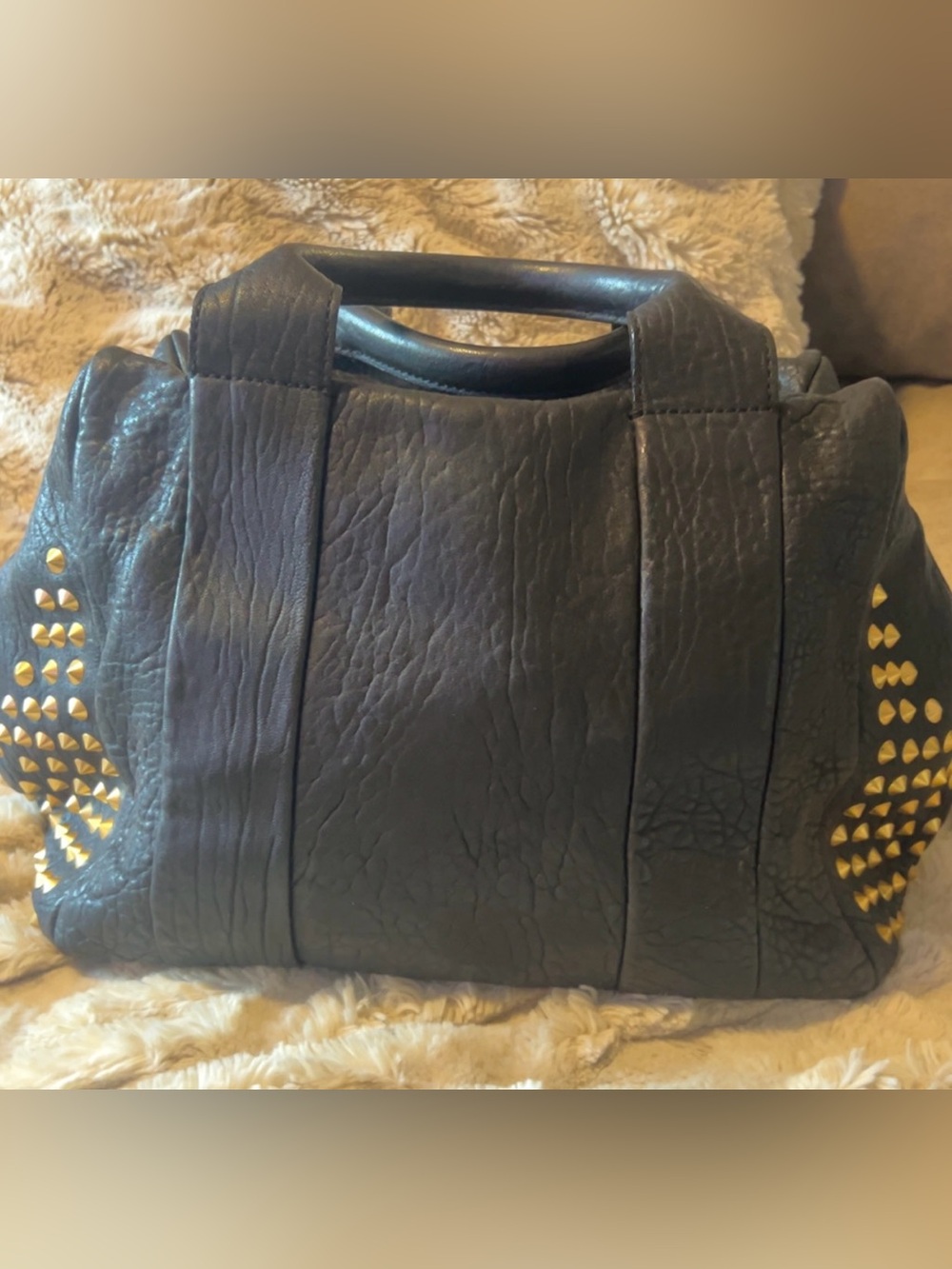 MCM | Black Leather Studded Gold Handbag Crossbody Bag Women’s